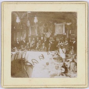 Italo Svevo con amici ad una cena del Circolo Artistico di Trieste, 1892 ca. [Trieste] - albumina -  Museo Sveviano SV F 156