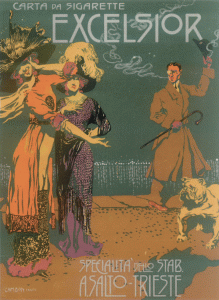 GLAUCO CAMBON, Excelsior - locandina per carta da sigarette della ditta Salto, 1910-1912 [Trieste] - cromolitografia.