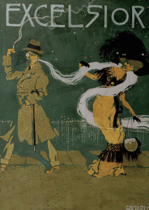 GLAUCO CAMBON, Excelsior, locandina per carta da sigarette della ditta Salto 1910-1912 [Trieste] - cromolitografia.